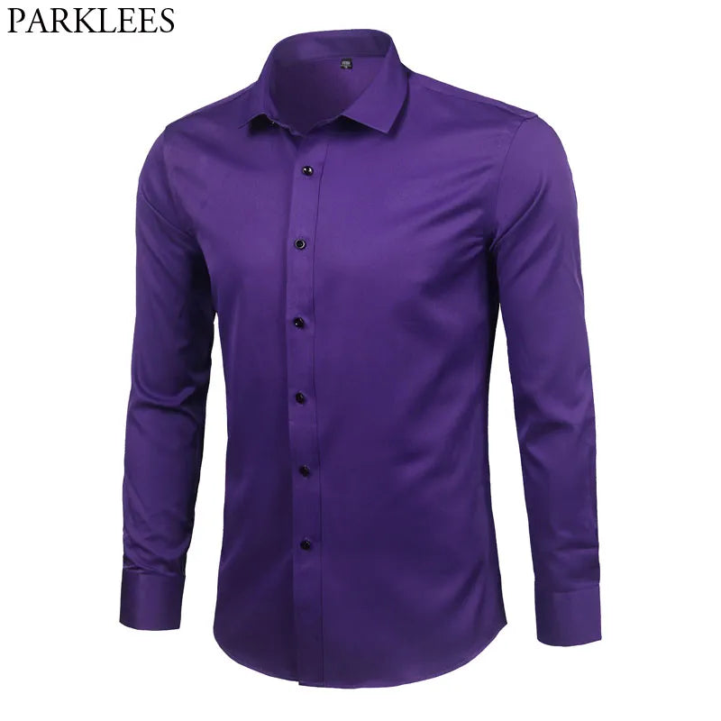 Purple Bamboo Fiber Dress Shirt